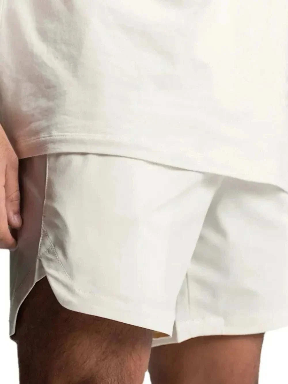 Men's Elastic Waist Active Shorts in white, showing lightweight and flexible design.