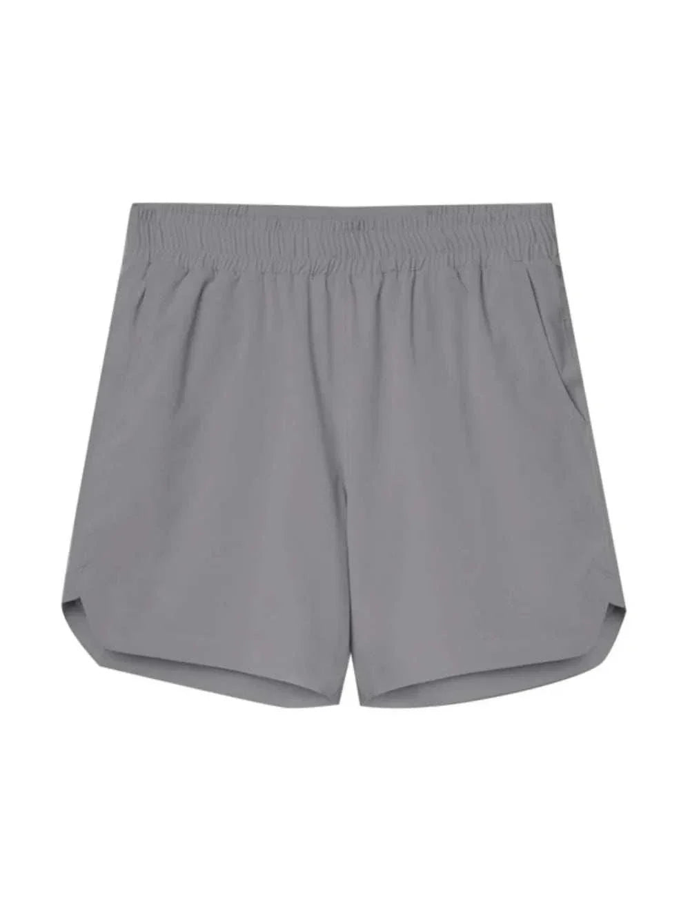 Elastic Waist Active Shorts in gray, featuring a stretchy waistband and breathable fabric for optimal comfort during workouts.