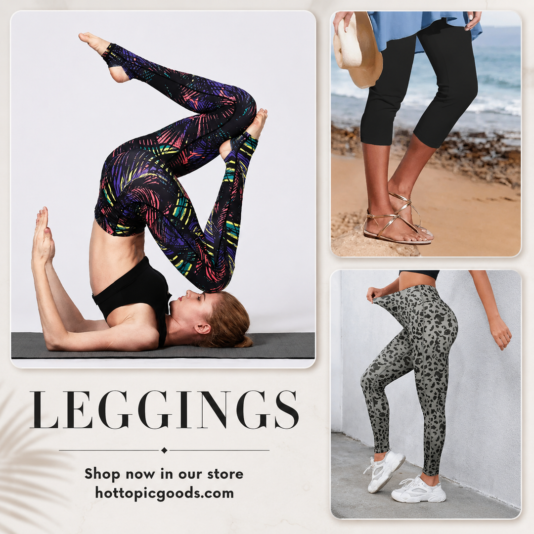 Close-up of black stretchy leggings worn on lower body for comfort and flexibility