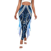 Little Mermaid Fin Print Pants with vibrant mermaid scale design in blue for a whimsical fashion style.