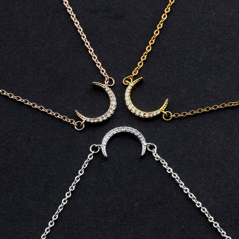Rose Gold Moon Crystal Pendant Bracelet