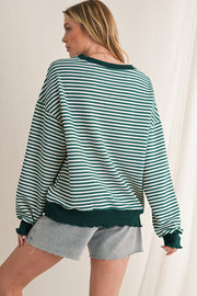 Pink Stripe Drop Shoulder Top with relaxed fit and chic design.