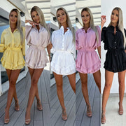 Cotton Linen Shirt Outfit in various colors, featuring a relaxed fit with a classic collar and button-down design, perfect for versatile styling.