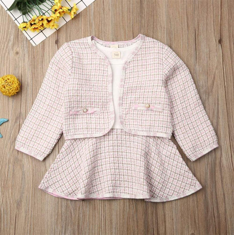 Two Piece Children Wind Suit with plaid pattern, lightweight and breathable fabric, ideal for outdoor play.