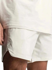 Men's Elastic Waist Active Shorts in white, showing lightweight and flexible design.
