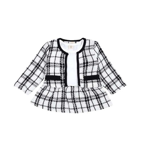Plaid Two Piece Children Wind Suit with Jacket and Skirt