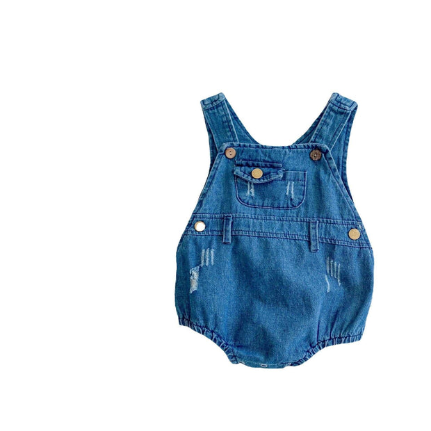 Two-Piece Baby Suit denim overalls for infants.