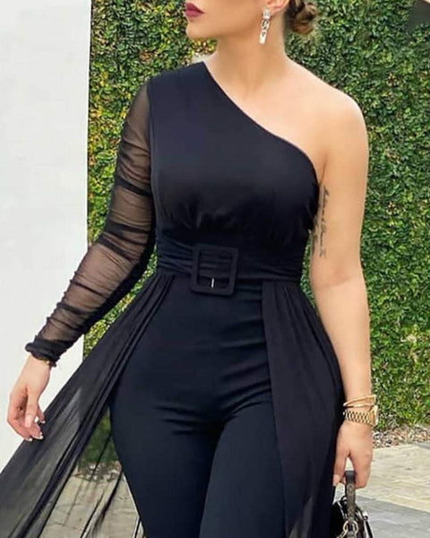 Mesh Sleeve Jumpsuit