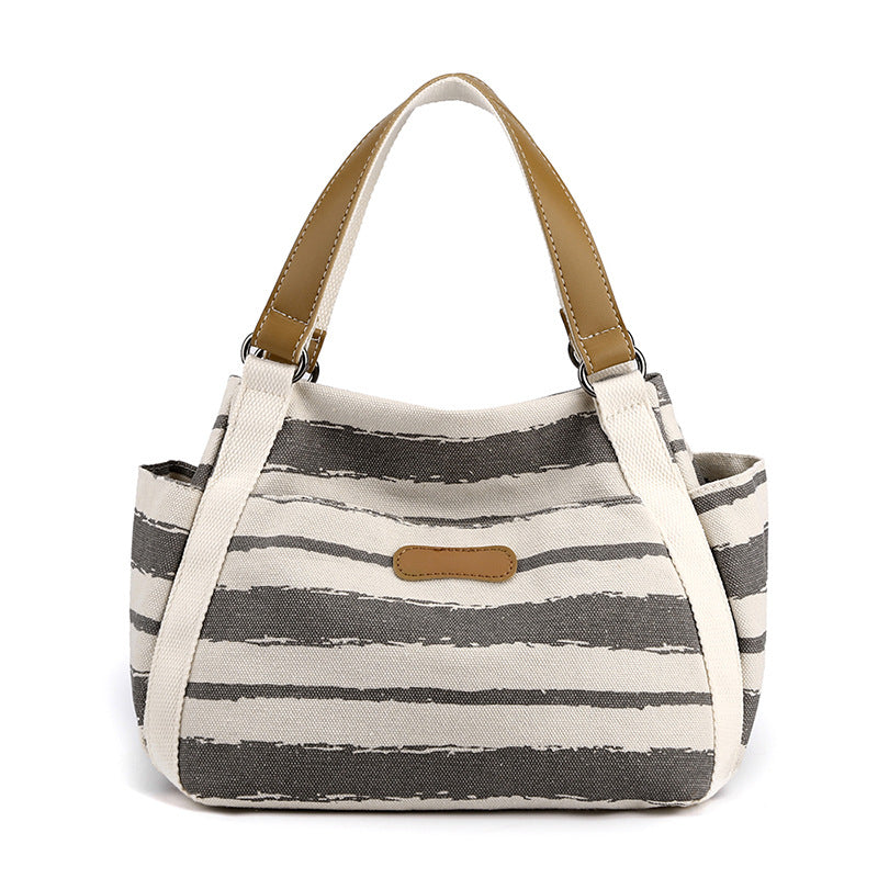 Striped One-Shoulder Tote