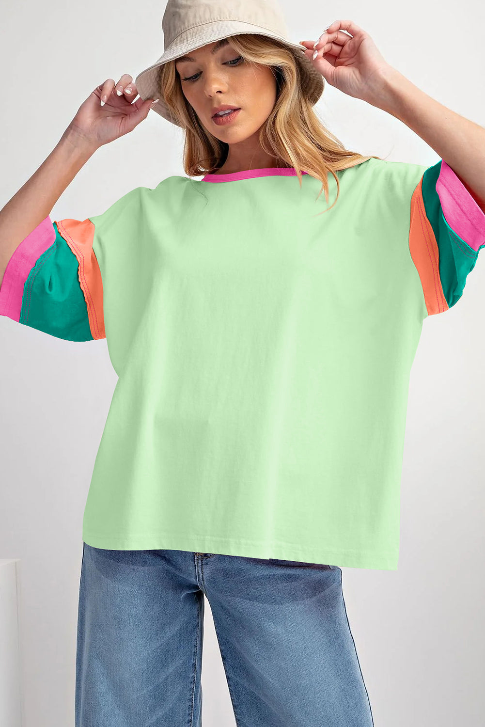 Green Color Block Oversize TopGreen Color Block Oversize Top