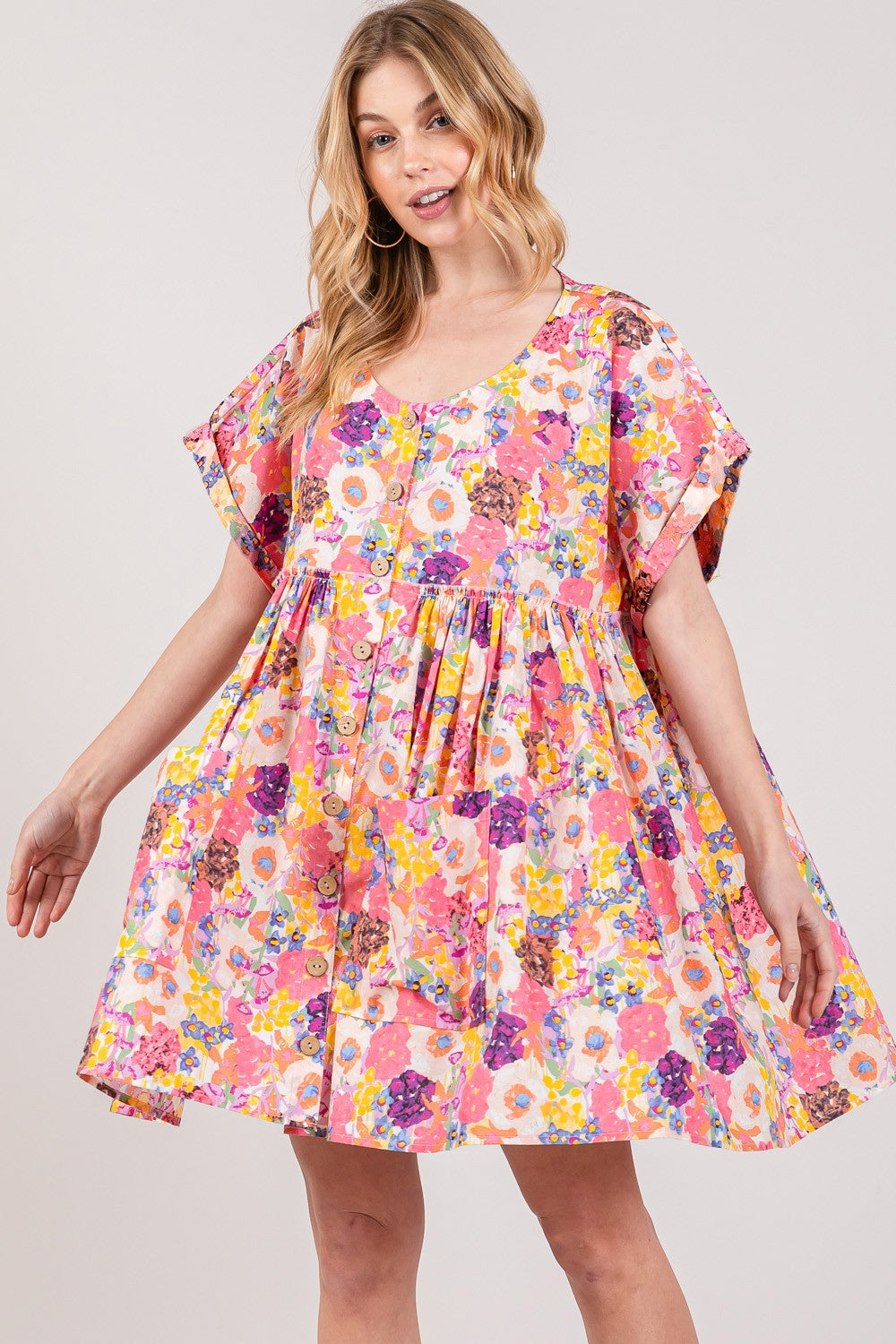 Floral Babydoll Dress with Pockets by SAGE + FIG