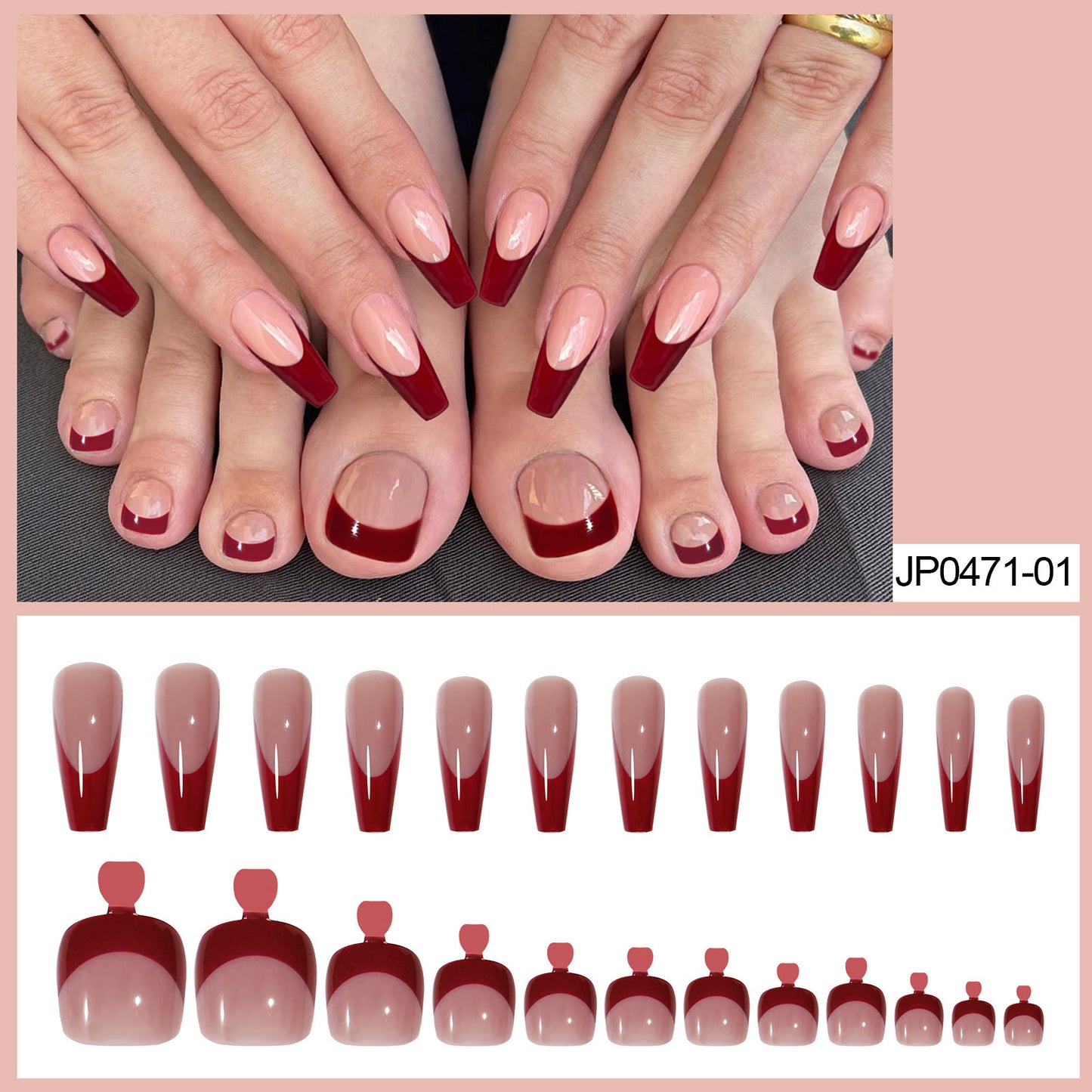 Red Nail Set for Hands and Feet