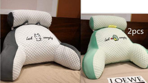 Fluffy sofa cushion pillow in grey and green, designed for comfort and style with plush material and ergonomic support.
