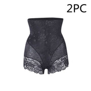 Lace high waist belly zipper pants in black, features elegant lace detailing and secure zipper fit.