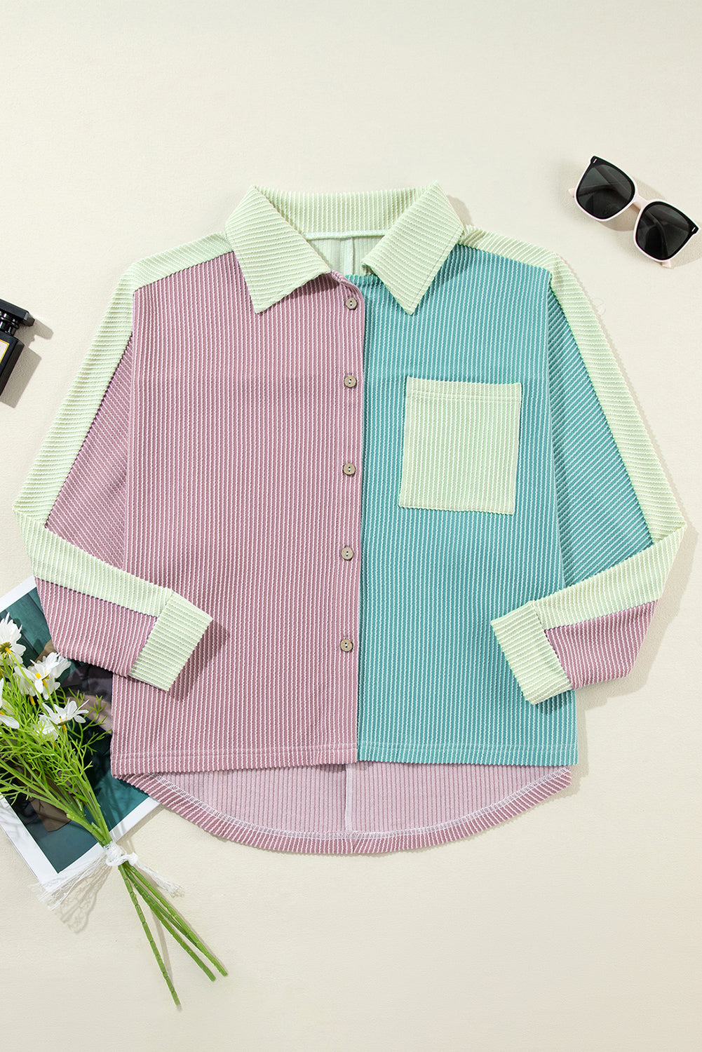 Phalaenopsis Color Block Oversized Shirt