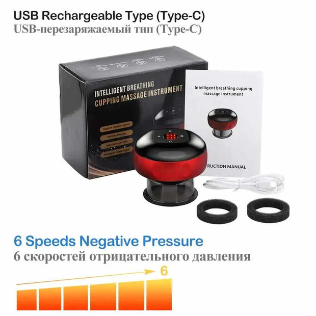 Anti-Cellulite Therapy Massager with USB Rechargeable Feature and 6-Speed Negative Pressure.