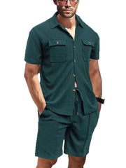 Button-Down Short Sleeve Shirt and Shorts Set