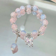 Whimsical Fairy Beads Butterfly Bracelet with pink and blue beads and butterfly charm.