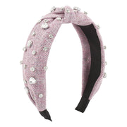 Heart Diamond Headband with brilliant diamond arrangement, elegant cloth material, and heart motifs, perfect for women's fashion.