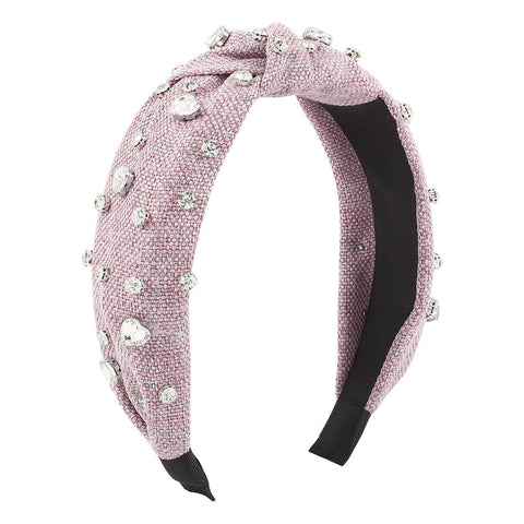 Heart Diamond Headband with brilliant diamond arrangement, elegant cloth material, and heart motifs, perfect for women's fashion.