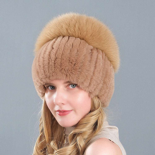 Knitted Earmuff Straw Hat
