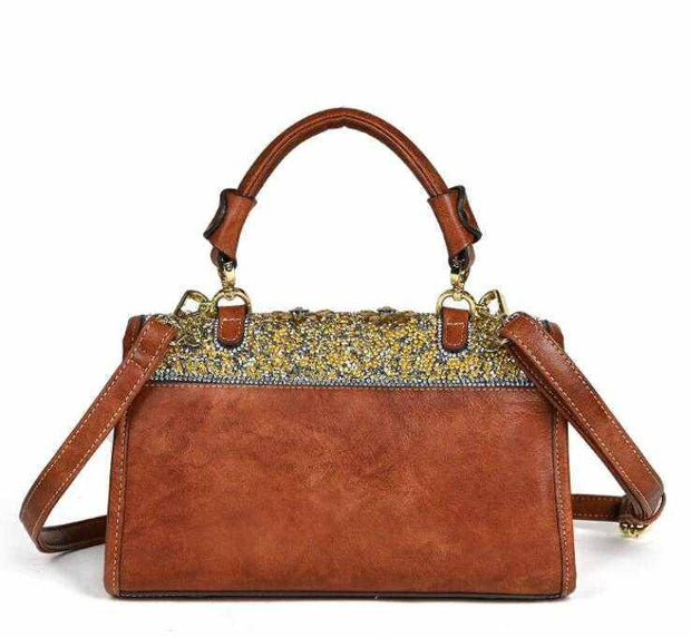 Retro Diamond Studded Shoulder Bag with elegant design and sparkling diamond embellishments.