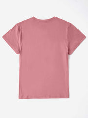 Round Neck Rabbit Tee in soft pink fabric, back view.