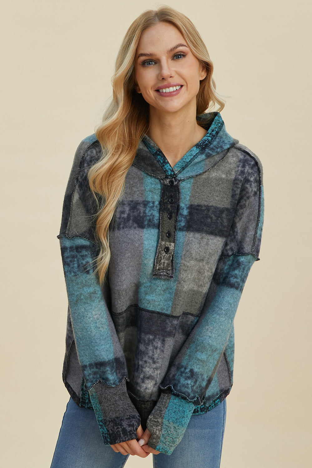 Double Take Plaid Hoodie