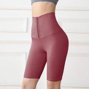 Wine Red Abdominal Hip Lift Yoga Pants with high-waisted compression for support and flexibility.