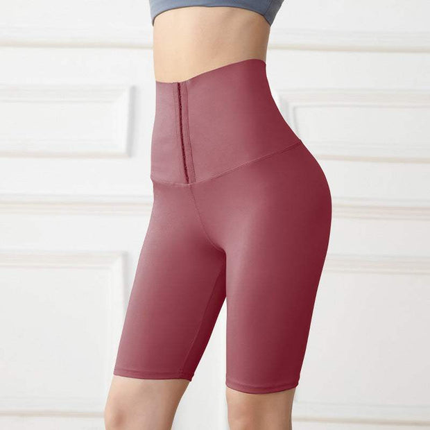 Wine Red Abdominal Hip Lift Yoga Pants with high-waisted compression for support and flexibility.