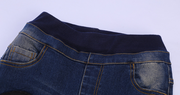 Close-up of Boys Blue Jeans showcasing durable denim with classic stitching and an adjustable waistband.