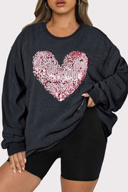   Plus Size Heart Sequin Sweatshirt Size Heart Sequin Sweatshirt