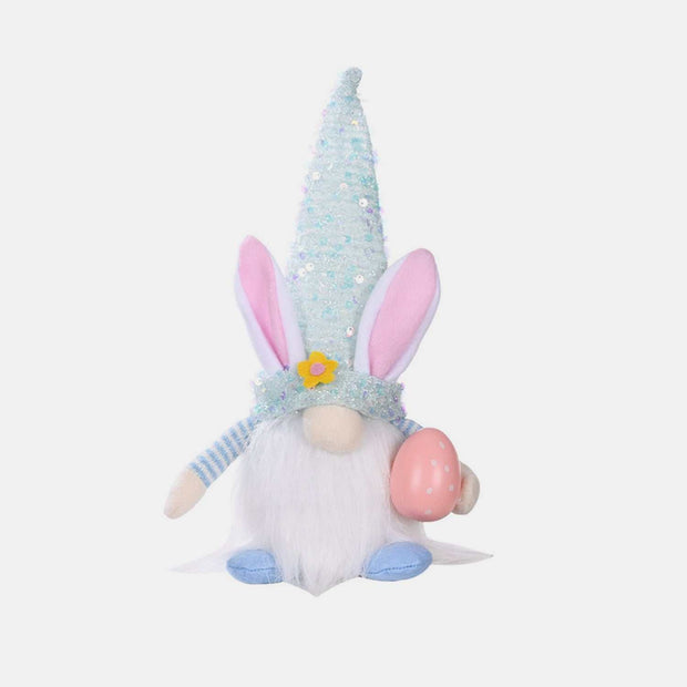 Easter Sequin Gnome Hat with colorful sequins and bunny ears.