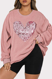   Plus Size Heart Sequin Sweatshirt Size Heart Sequin Sweatshirt