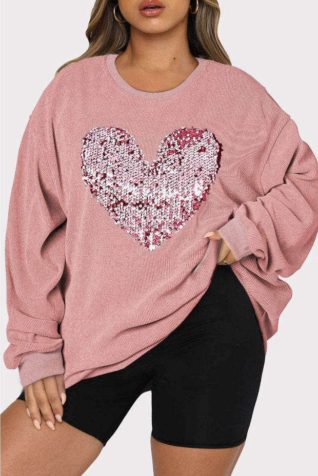   Plus Size Heart Sequin Sweatshirt Size Heart Sequin Sweatshirt