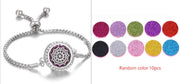 Hollow Stainless Steel Aromatherapy Bracelet with colorful essential oil pads.