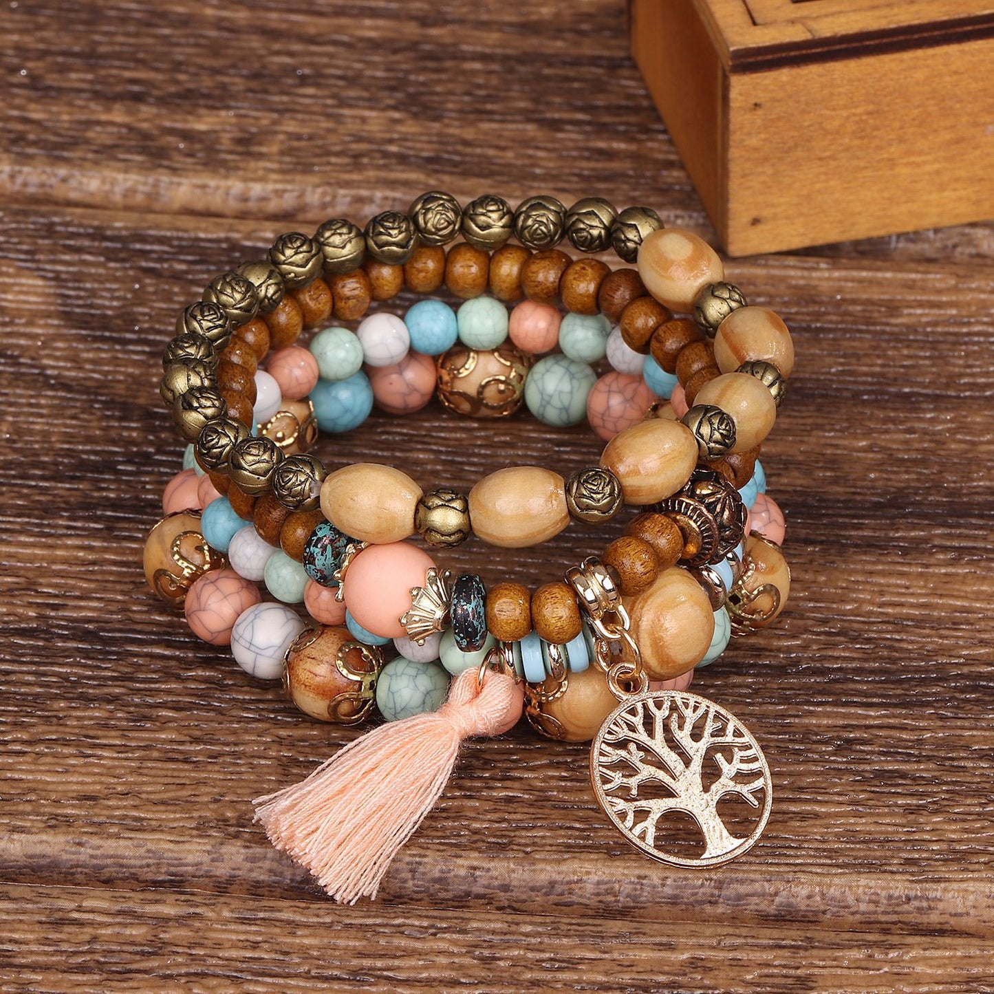 Boho Wooden Stretch Bracelet