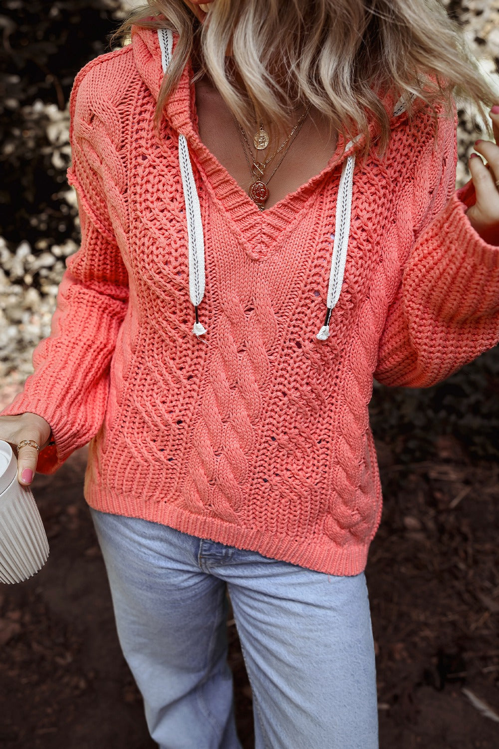 Cable-Knit Hooded Sweater