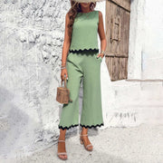 Vibrant Summer Wave Print Suit with unique wave design.