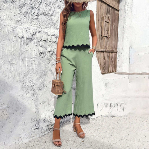 Vibrant Summer Wave Print Suit with unique wave design.