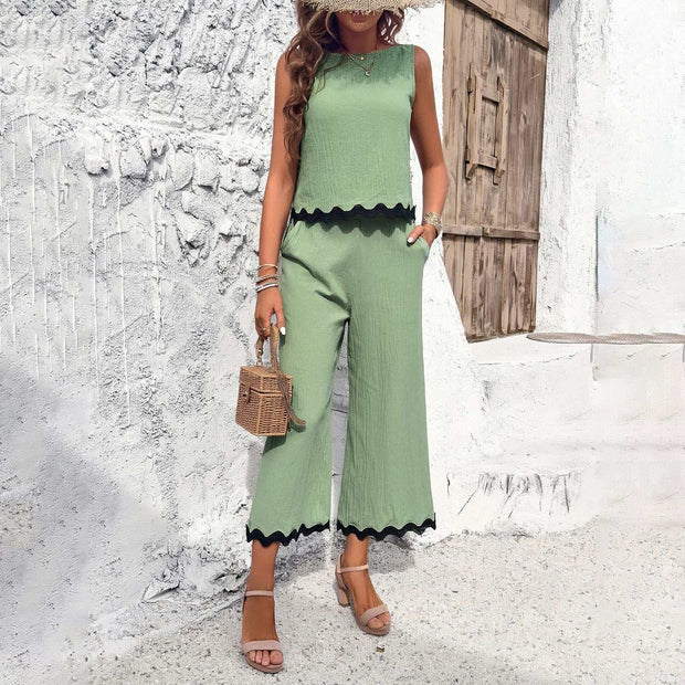 Vibrant Summer Wave Print Suit with unique wave design.