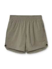 Elastic Waist Active Shorts in beige with pockets, perfect for workouts.