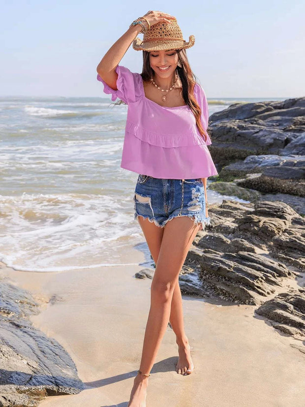 Ruffled Square Neck Blouse