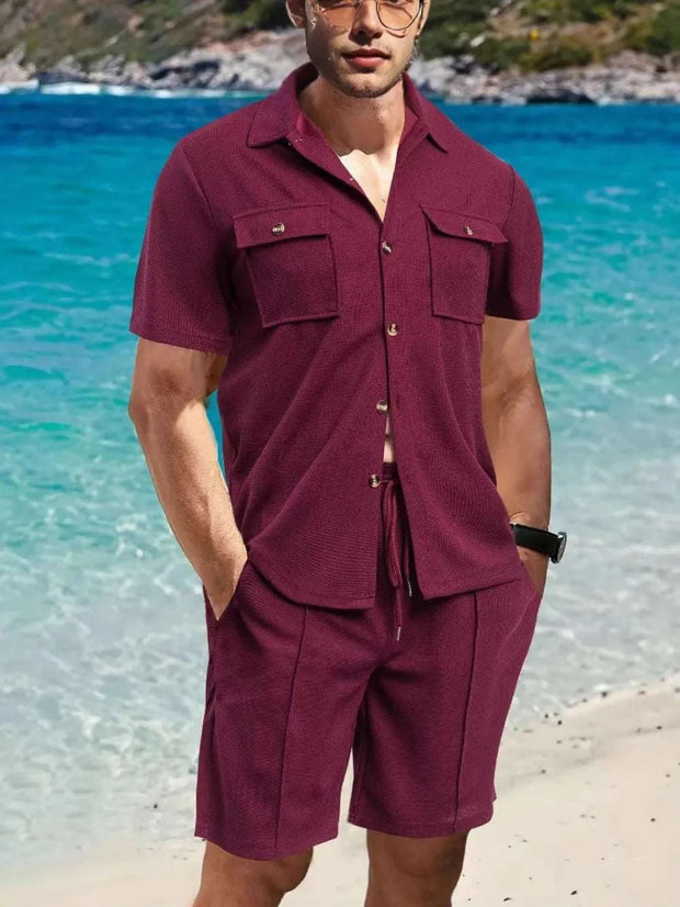 Button-Down Short Sleeve Shirt and Shorts Set