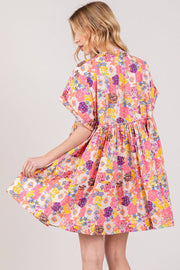 Floral Babydoll Dress with Pockets featuring vibrant floral print and relaxed fit.