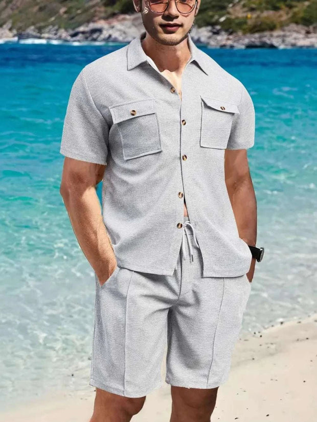 Button-Down Short Sleeve Shirt and Shorts Set