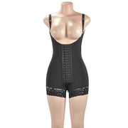 Breasted Body Sculpting Pants in black with high waist and lace detail.