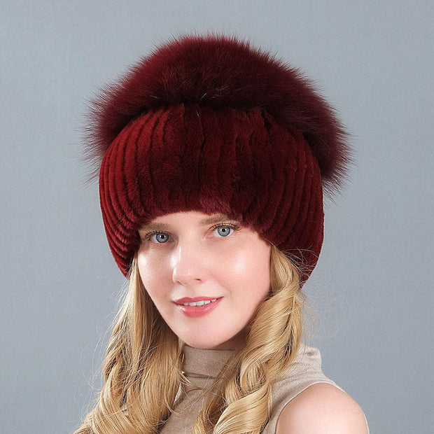 Knitted Earmuff Straw Hat