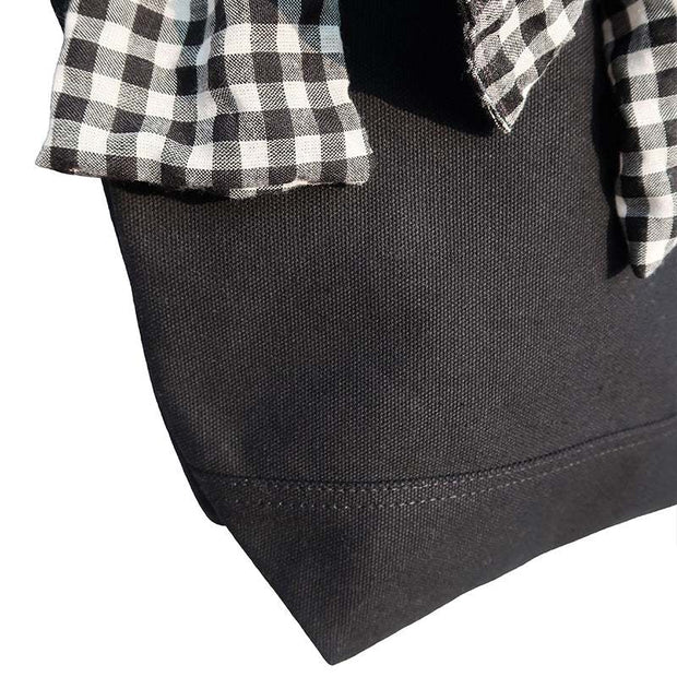 Big Bow Crossbody Bag with checkered bow detail in black.