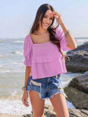 Ruffled Square Neck Blouse